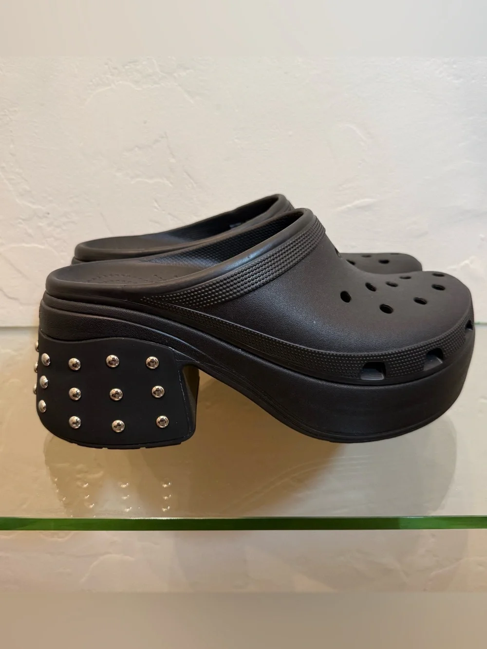 Crocs Black Platform Clogs with Studded Heel – Brand New